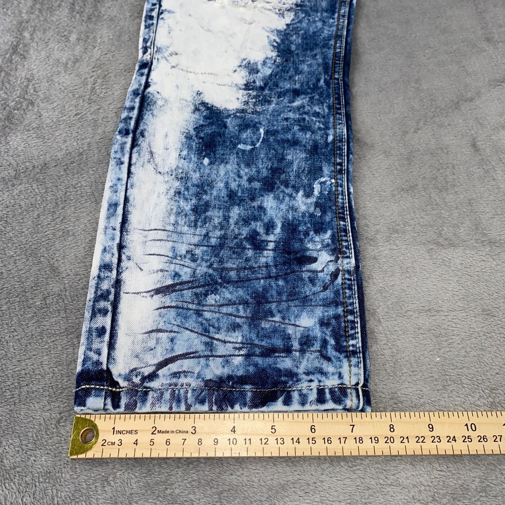 Switch Remarkable Jeans Mens 34x30 Blue Acid Wash Distressed Straight Streetwear - Picture 5 of 11